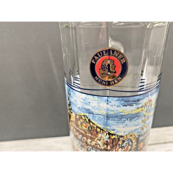 2000 Oktoberfest Paulaner Munchen Heavy Glass Ribbed Beer Colorful Mug Stein - Picture 6 of 10